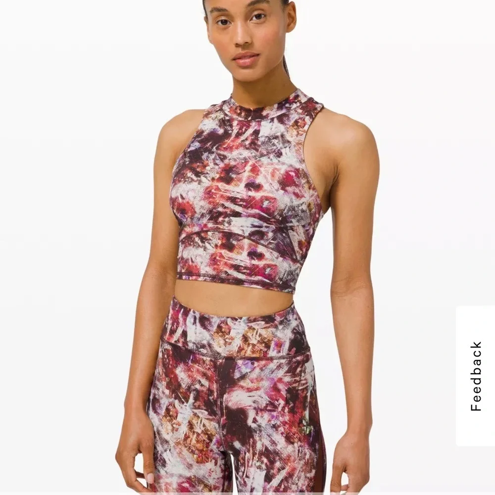 Lululemon Everlux High Neck Top Abstract Print Size 2‎